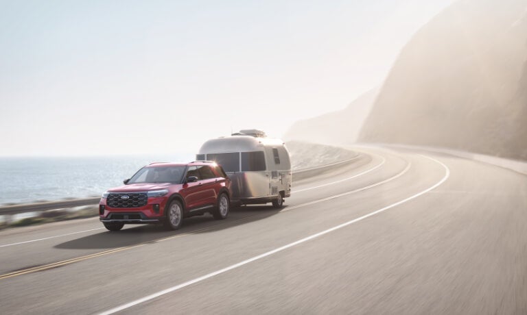 2026 Ford Explorer towing an Airstream