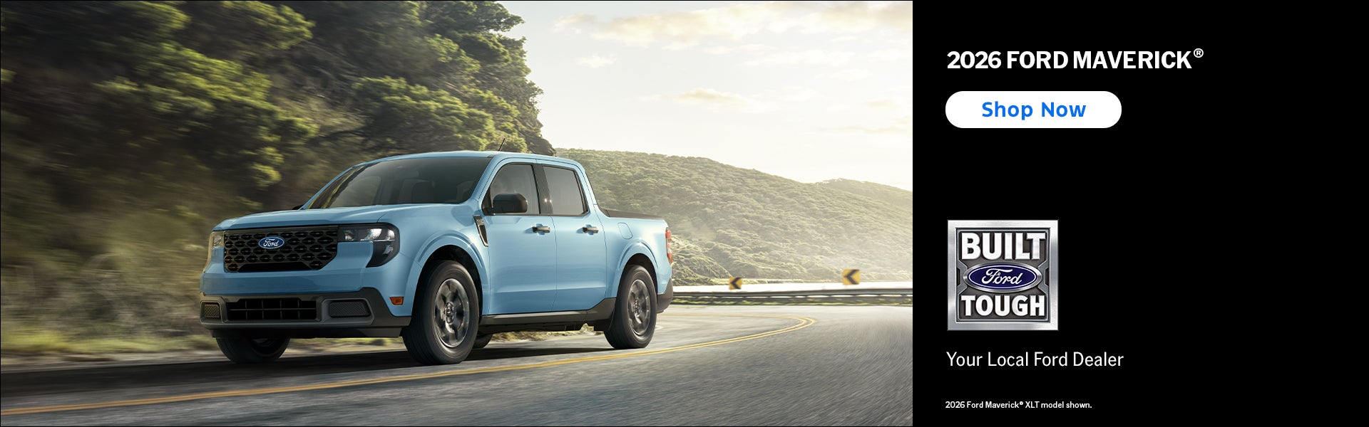 Light Blue Ford Maverick on the open road